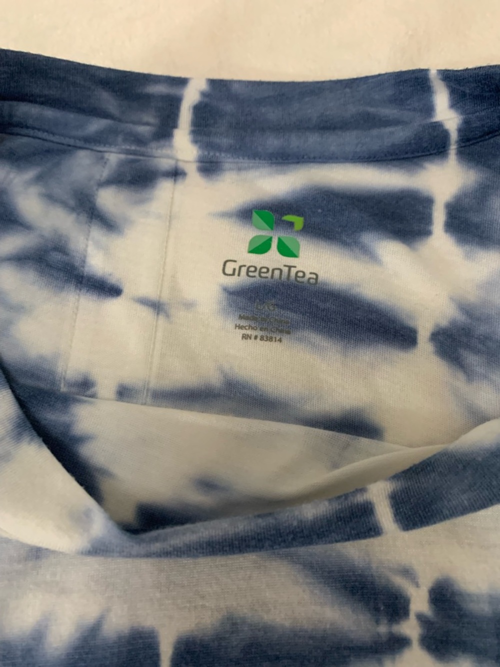 GreenTea Blue & White Cloud Tie-Dye Shirt